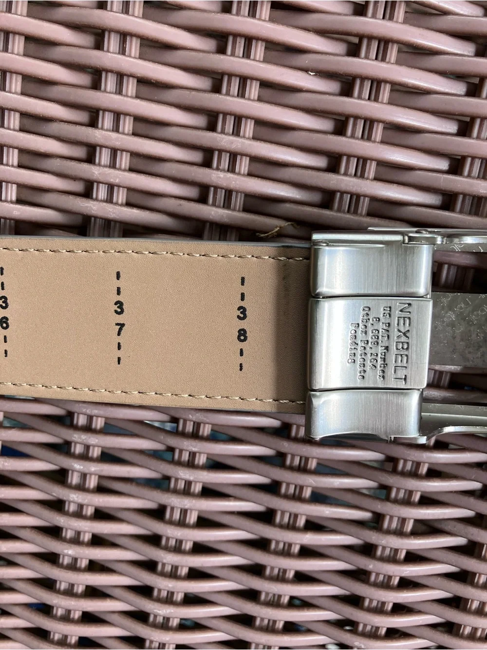 Nexbelt Leather PRC No Hole Ratchet Belt Size 25-38  Cut To Size  Gray Silver